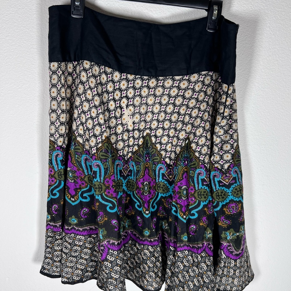 Crown of Hearts Multicolor Patterned Lightweight Cotton Skirt Size XL